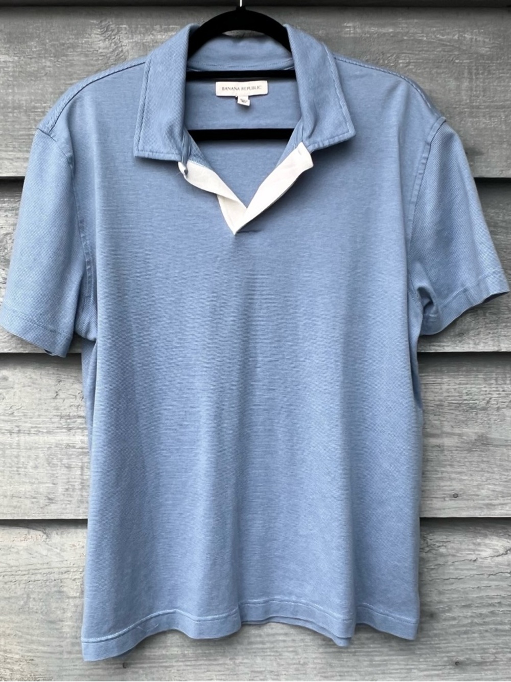 Banana Republic Polo Blue Mens Med Blue Short Sleeve Buttonless